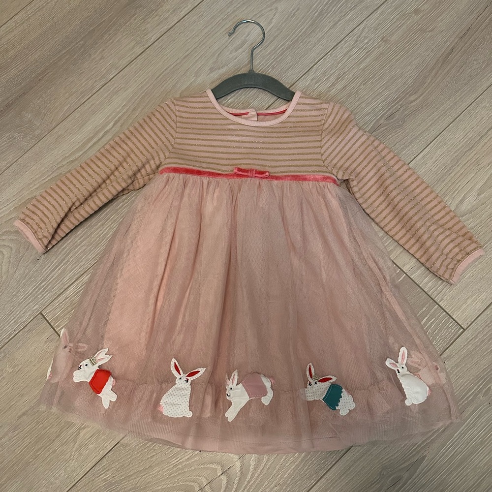 Mini Boden dress with bunny appliqués 12-18m